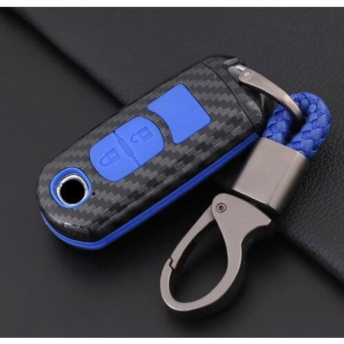 For Mazda 2 3 6 Axela Atenza CX-5 CX5 CX-7 CX-9 2015 2016 2017 Smart 2/3 Buttons Carbon Fiber Shell Car Remote Key Case Cover