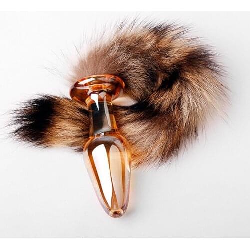 Erotic Glass Anal Plug with Fox Tail Sexy Butt Plug Tail Dildo Bdsm Fore Play Goods for Adults Sex Toys for Couples Sex Shop