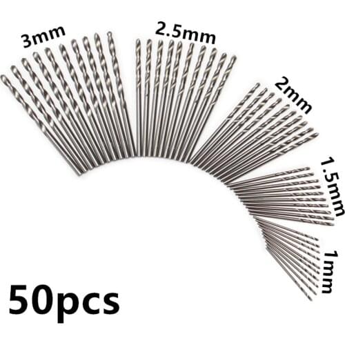 EVANX 50Pcs Twist Drill Bit1/1.5/2/2.5/3mm Drill Bits High Carbon Steel Wood Drills For Wood Plastic Aluminum Power Tool Set
