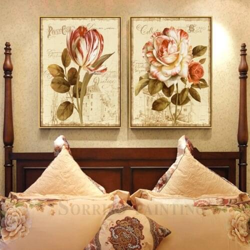 Europe Retro Nostalgia Peony Blossom Canvas Painting Wall Art Posters And Prints Pictures For Living Room Home Bedroom Decor