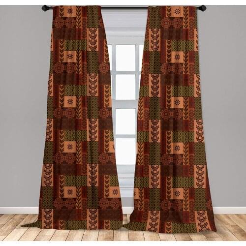 Geometric Window Curtain Style Geometric Folk Design Geometric Floral Motifs Print Lightweight Decorative
