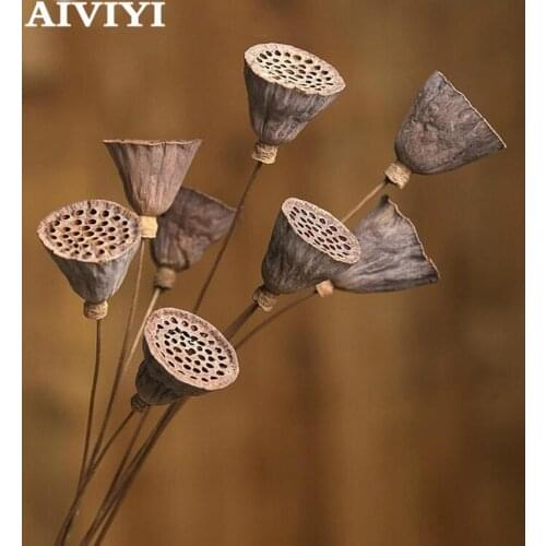 Artificial Large Lotus Natural Dried Flowers Farmhouse Bouquet Dried Plants Branch Fall Decorations Floral for Party Home