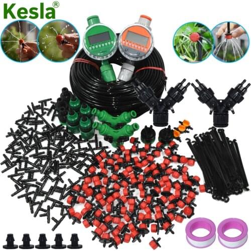 KESLA 5-50M Micro Drip Irrigation System Automatic Kit Watering Garden Hose Timer Irrigator Adjustable Dripper Flower Greenhouse