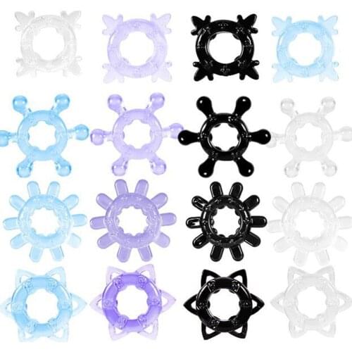 5PCS Penis Enhancer Ring Delay Ejaculation Cock Enlarge Penis Trainer Men Sex Toy Silicone Stretchy Male Adult Product