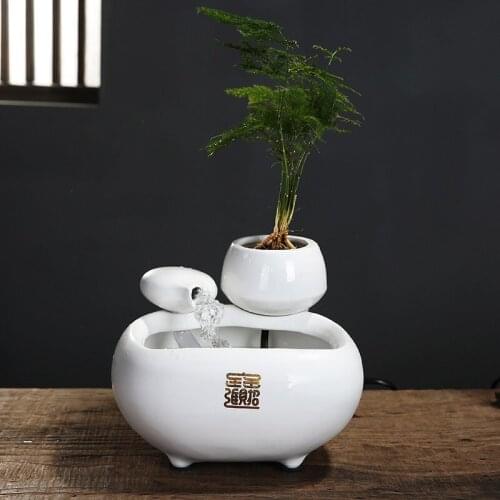 Creative Indoor Water Fountain Ornaments Office Humidifier Feng Shui Waterfall Crafts Lucky Waterscape Home Living Decoration