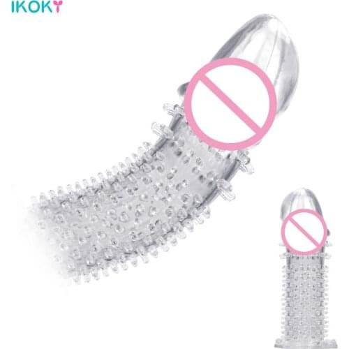 Penis Enlargement Extender Stretcher Sex Toys For Men Adults Cock Rings Reusable Granule Condom Delayed Ejaculation Stimulation