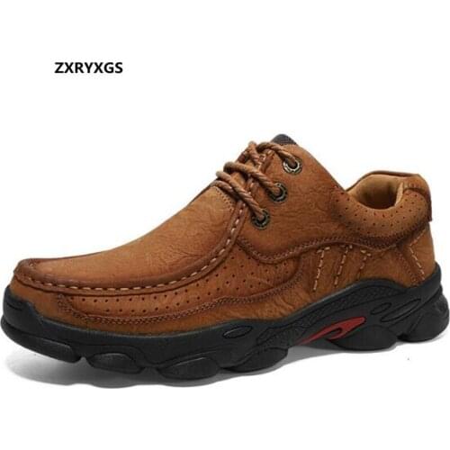 Promotion 2020 Spring Top Cowhide Outdoor Men Shoes Casual Sneaker Shoes Flat Non-slip Comfort Nubuck Leather Shoes men Sneakers