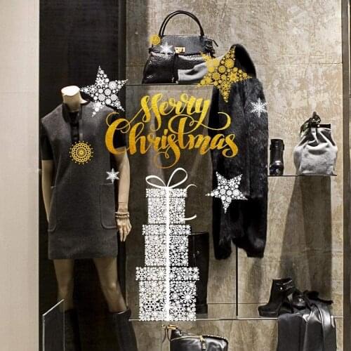 CRNT0019 window sticker Christmas 100% decoration for window shopping stores, without glue, repositionable and reusable at will