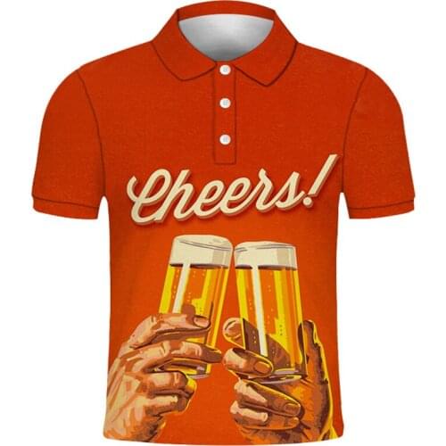 2021 new fashion men and women T-shirt beer printing 3d T-shirt polo summer short-sleeved T-shirt male T-shirt XXS-6XL