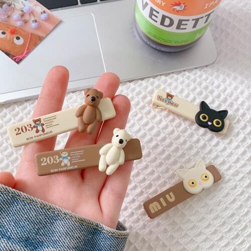 New Cute Cartoon Cat Bear Hairpins for Girls Headband Hair Clips Barrettes Kids Fashion Hair Accessories