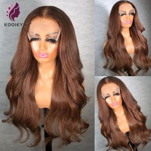 Dark Brown Body Wave Human Hair Wigs 13x4 Lace Front Wigs For Women Brazilian 4x4 Closure 180% Wig Remy Chestnut Brown Hair Wig