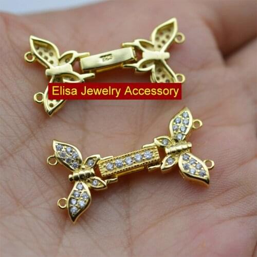 Silver Plated Clasp&Hooks Top Quality DIY Pearl Jewelry Crystal Jewelry Findings Plate Platinum Bowknot Double Rows Clasps