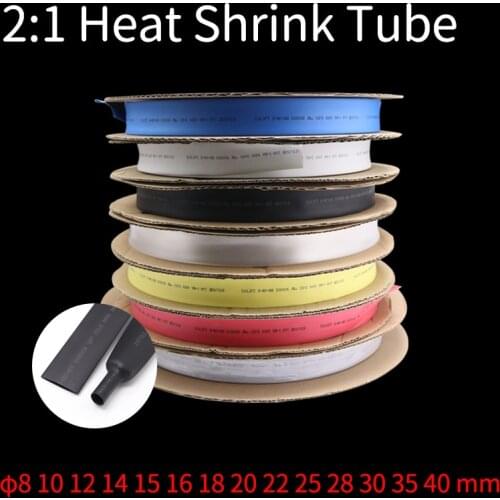 1Meter 2:1 Heat Shrink Tube Dia 8 10 12 14 15 16 18 20 22 25 28 30 35 40mm Wire Shrinkab Sleeving Wrap Kits Sell DIY Connector