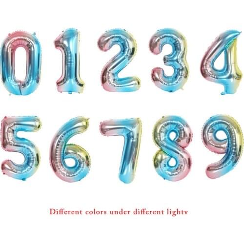 32 inch big rainbow color changing digital balloon Aluminum foil balloons wedding happy birthday party decoration globos
