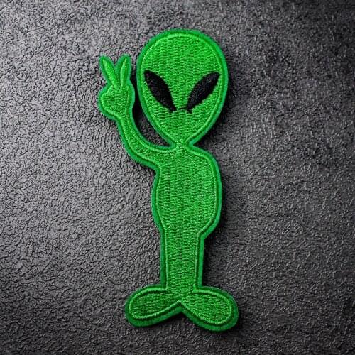 Alien (Size:3.7X8.5cm) Embroidered Patch Iron On Sewing Applique Badge Clothes Stickers Apparel Garment Accessories