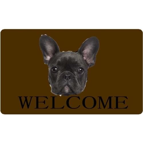 Funny Black French Bulldog Welcome Doormat Home Decoration Entry Non-slip Door Mat Rubber Washable Floor Home Rug Carpet