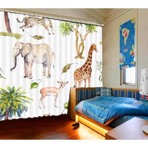Cute Animal Printing Curtains For Living Room Bedroom Children Room Blackout Curtain Home Decor Window Drapes