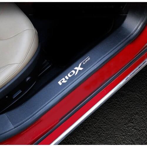 4PCs Door Threshold Guard For Kia Rio x line Car Door Sill Scuff Plate Protector Carbon Fiber Pu leather Car Accessories