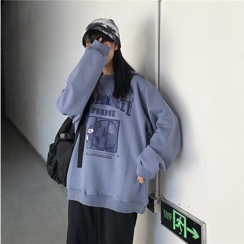 2021 Spring Autumn O-Neck Pullover Women Korean Loose Clothes oversized Sweatshirt Vintage Oversized Harajuku Korean hoodie