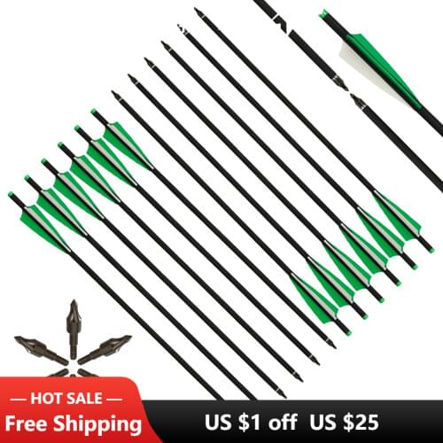 20/22 Inch Carbon Crossbow Arrows with Diameter 8.8mm Outer-type Tips Crossbow Bolts 6 or 12pcs/lot for Crossbow Hunting