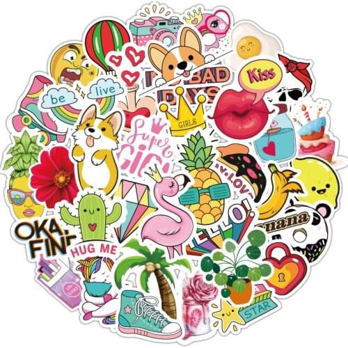 50PCS Pack Summer Vsco Cartoon Stickers Girls thing For Laptop Fridge Phone Skateboard Suitcase Kids Classic Toy Decal Stickers