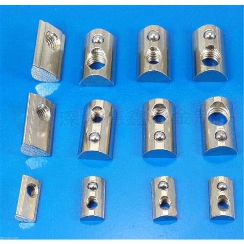 100pcs M3 M4 M5 M6 Spring Nut For 2020 Aluminum Profile Nickel Plated Round Roll T Slot Elastic Nut Aluminum Connector