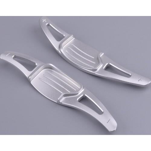 2pcs Aluminum Alloy Car Steering Wheel Shift Paddle Shifter Extension Gear Lever Trim Silver Fit For Ford Mondeo Taurus Edge