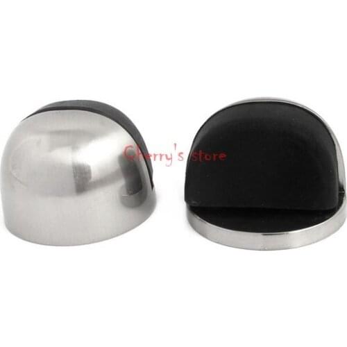 4 Pcs Home Round Base Rubber Buffer Alloy Floor Mounted Door Stop Stopper