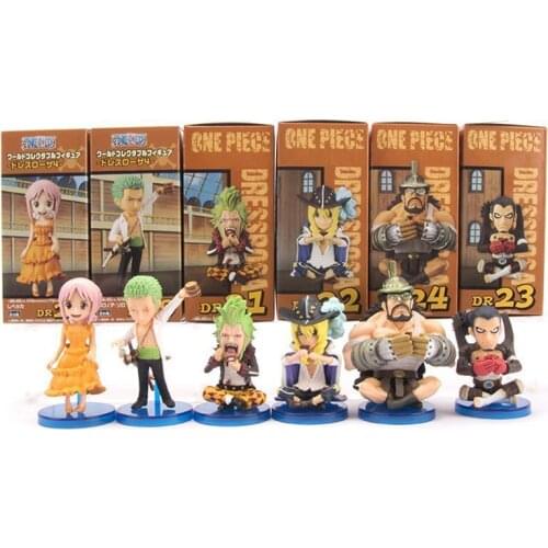 7CM Anime One Piece WCF Drama Version 129 Generation 6 Dres Rosad Island Box Egg Action Figure Toys Childrens Gift 6 Pieces/Set
