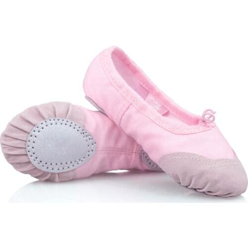 Children Girls Cotton Canvas Split Soft Sole Ballet Slippers Adults Gymanstics Dance Shoes White Black Red Beige Pink Shoes