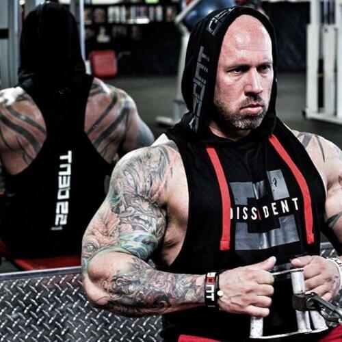 Bodybuilding Stringer Tank Top mit kapuze Herren Turnhallen Kleidung Fitness Herren Ärmellose Westen Baumwolle Singuletts Muscle