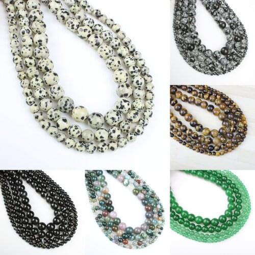 2020 New Type Natural Dalmatian Loose Beads Strand Semi-precious Stone Beas For Making Jewelry Necklace Bracelet Size 4-10mm