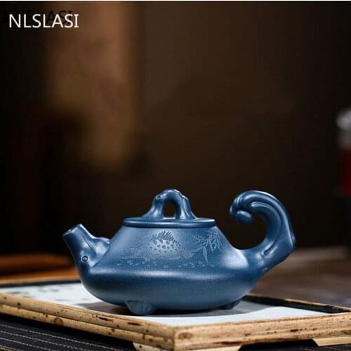 Yixing tea pots Purple Clay Teapot Raw ore Azure Mud Stone scoop Kettle Handmade Customized Boutique Tea set Gifts 290ml