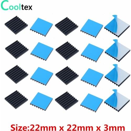 30pcs 22x22x3mm Black Aluminum Heatsink heat sink Radiator for Electronic Chip IC MOS Raspberry pi With Thermal Conductive Tape