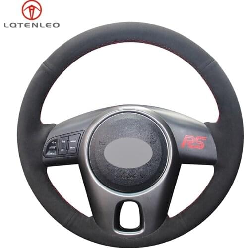 LQTENLEO Black Artificial Suede Steering Wheel Cover For Kia Forte 2008-2017 Soul 2009-2013 Rio 2009-2011 Venga Shuma 2009-2015