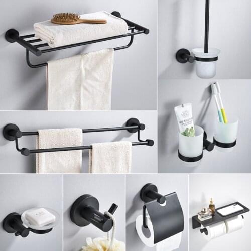 Black Bathroom Accessories Set,Paper Holder,Towel Bar,Toilet Brush Holder,towel rack bathroom Hardware set 304 Stainless Steel