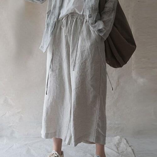 Johnature Loose Leisure Solid Color Elastic Waist Ankle-length Straight Pants 2021 Autumn New Comfortable All-match Women Pants