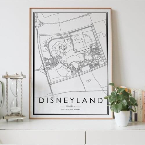 DISNEYLAND shanghai china city map Nordic Living Room Decoration Canvas Poster Modern Home Decor Art Print Painting