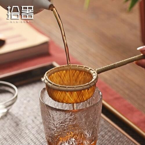 Creative Bamboo Tea Strainer Infuser Tea Filter Kung Fu Tea Set Tools Kitchen Filter Mesh Colander Drinkware Kitchen Accessories