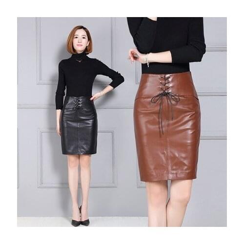 Top brand knee-length Sheepskin Skirt Wrap Hip Leather Skirt K96 high quality