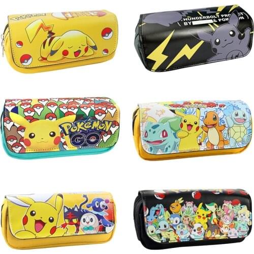 Pokémon cartoon Stationery Box game Bag Wallet Large-capacity double-layer Zipper Pencil Bag wallet Stationery Box