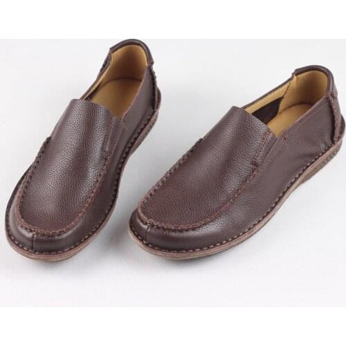 Man Casual Shoes Slip on Men Shoes 100% Genuine Leather Loafers Men Round toe Mocassin Man Flat Shoes Male Sneakers