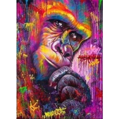 DIY Animals Gorilla Oil Painting By Numbers For Adults Full Kits Paints By Number Canvas Painting Wall Art 50x40cm