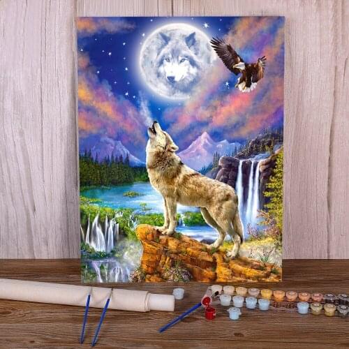 Animal Wolf Coloring By Numbers Painting Set Acrylic Paints 40*50 Picture By Numbers Photo Home Decor For Kids Handicraft
