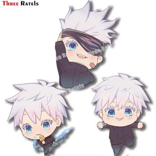 Three Ratels A954 Gojo Satoru Chibi Stickers For Audi A8 JDM Windshield Stickers Car Decals Waterproof Sunscreen Decoration Film