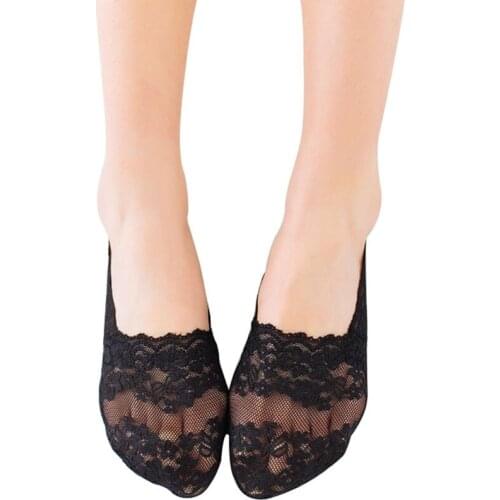 5 Pairs Women Cotton Lace Antiskid Invisible Liner Socks Elastic Comfy Female Summer Spring Ankle Boat Low Cut Short Socks Meias