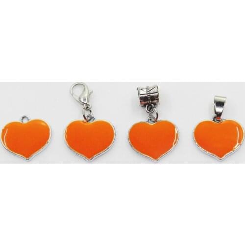 New Arrival 20pcs/lot Orange Heart Dangle Charms Lobster Clasp Charms DIY Jewelry Accessory Hanging Charms For Bracelets