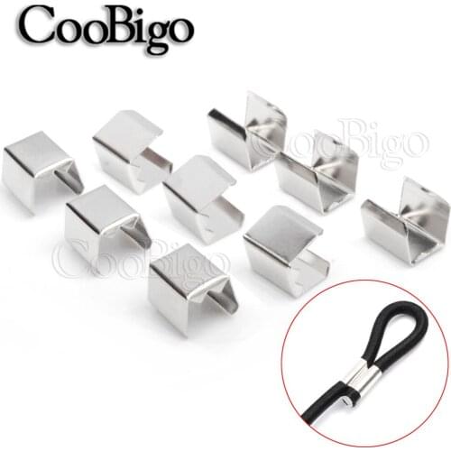 100pcs Cord Rope Fastener Crimp Stopper iron Sleeves Double Hole Pick Mold & Hand Press Machine for Paracord Cord Lanyard Parts