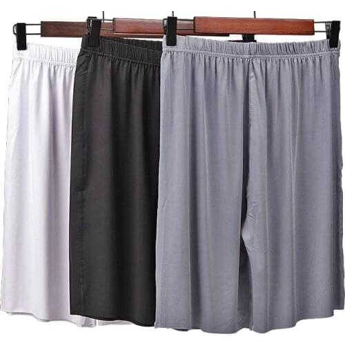 Ice Silk Cool Summer Men Sleepwear Shorts Sexy Underwear Nightwear Comfortable Elastic Loose Casual Man Sleep Bottoms Homewear