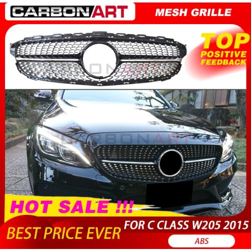 2019 New benz C Class W205 GT Grille diamond grille Mesh Grid Front Bumper Racing Coupe Sedan For MB C180 C200 C250 Sports